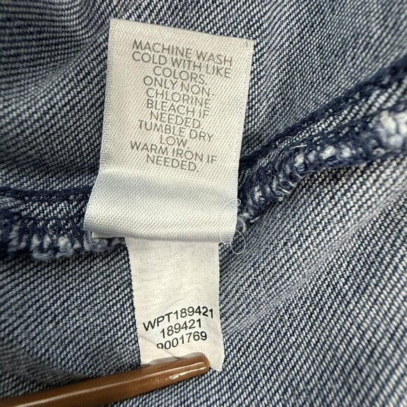 J Jill Jeans Womens 8 Wide Leg Tab Waist Cropped Blue Denim Stretch Capri Pants - Picture 9 of 9